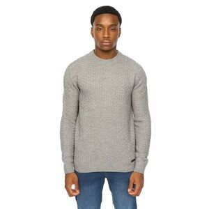 Duck and Cover Mens Matera Textured Knitted Sweater / Grey Marl